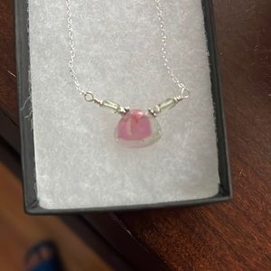 Tourmaline slice sterling silver necklace - brand new!